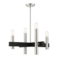 Helsinki 4-Light Chandelier in Brushed Nickel w with Blacks