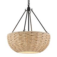 Hathaway Four Light Pendant in Matte Black by Golden