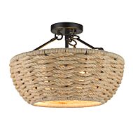 Hathaway Three Light Semi Flush Mount in Matte Black by Golden