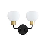 Coraline 2-Light Wall Sconce in Bronze with Satin Brass