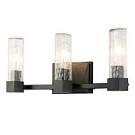 Navarre 3-Light Bathroom Vanity Light in Black+Grey