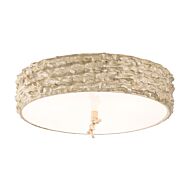 Trellis 3-Light Flush Mount in Putty Patina and Silver Leaf Orb