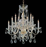 Crystorama Traditional Hand Cut Crystal 10 Light Chandelier in Polished Brass