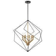 DVI Ashoona 9-Light Foyer Pendant in Brass and Ebony