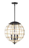 Maxim Heirloom 3 Light Pendant Light in Black and Burnished Brass