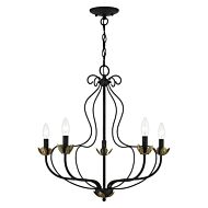 Katarina 5-Light Chandelier in Black w with Antique Brasss