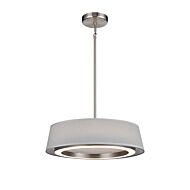 DVI Celene CCT LED Pendant in Satin Nickel with Grey Linen Shade