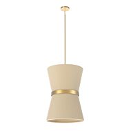 DVI Ellesmere 6-Light Foyer Pendant in Brass with Oat Shade