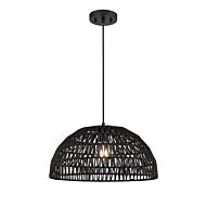 DVI Lac Du Bonnet 1-Light Pendant in Black and Black Yarn