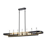 DVI Aletheia Hybrid CCT 7-Light Linear Pendant in Brass and Graphite