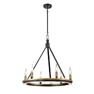 DVI Aletheia Hybrid CCT 6-Light Chandelier in Brass and Graphite