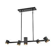 DVI Hexa 5-Light Linear Pendant in Multiple Finishes and Ebony