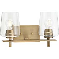 Calais 2-Light Bathroom Vanity Light Vanity in Vintage Brass