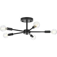 Delayne 5-Light Semi-Flush Mount in Matte Black