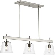 Saffert 3-Light Linear Island Chandelier in Brushed Nickel