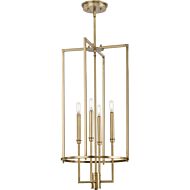 Elara 4-Light Foyer Chandelier in Vintage Brass