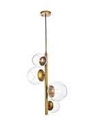 Wells 4-Light Pendant in brass