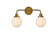 Hanson 2-Light Bathroom Vanity Light in Brass