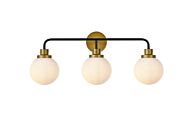 Hanson 3-Light Bathroom Vanity Light in Black and Brass