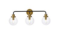 Hanson 3-Light Bathroom Vanity Light in Black and Brass