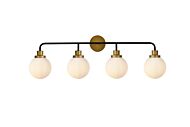 Hanson 4-Light Bathroom Vanity Light in Black and Brass