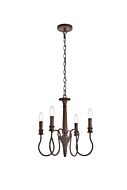 Flynx 4-Light Pendant in Weathered Oak