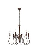 Flynx 6-Light Pendant in Weathered Oak