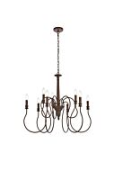 Flynx 9-Light Pendant in Weathered Oak