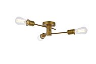 Xavier 3-Light Flush Mount in Brass