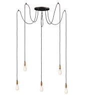 Maxim Lighting Early Electric 5 Light 5 Light Multi Light Pendant in Black / Antique Brass