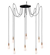 Maxim Lighting Early Electric 8 Light 8 Light Multi Light Pendant in Black / Antique Brass