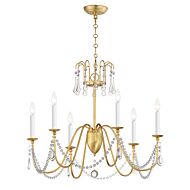 Plumette Six Light Chandelier in Gold Leaf by Maxim