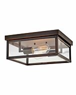 Hinkley Beckham 2-Light Flush Mount Outdoor Ceiling Light In Blackened Copper