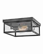 Hinkley Beckham 2-Light Flush Mount Outdoor Ceiling Light In Aged Zinc