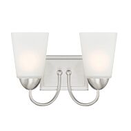 Malone 2-Light Bathroom Vanity Light in Brushed Nickel