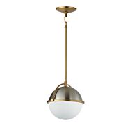 Duke 1-Light Pendant in Satin Nickel with Satin Brass