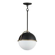 Duke 1-Light Pendant in Black with Weathered Brass