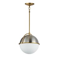 Duke 1-Light Pendant in Satin Nickel with Satin Brass