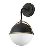 Duke 1-Light Outdoor Wall Sconce in Black with Weathered Brass