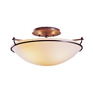 Hubbardton Forge 15 Inch 2 Light Plain Small Ceiling Light in Natural Iron