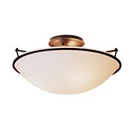 Hubbardton Forge 17 Inch 3 Light Plain Large Ceiling Light in Dark Smoke