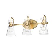 Ava Three Light Bath Vanity in Natural Aged Brass by Maxim