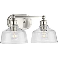 Singleton 2-Light Bathroom Vanity Light in Brushed Nickel