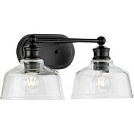 Singleton 2-Light Bathroom Vanity Light in Matte Black