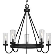 Swansea 5-Light Outdoor Chandelier in Matte Black