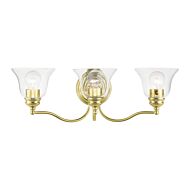 Moreland 3-Light Bathroom Vanity Sconce in Polished Brass