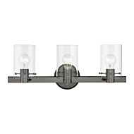 Munich 3-Light Bathroom Vanity Sconce in Black Chrome