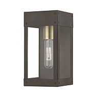 Barrett 1-Light Outdoor Wall Lantern in Bronze w with Antique Brass Candle