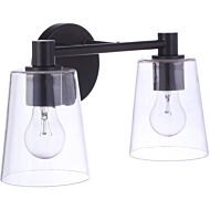 Craftmade Emilio 2 Light Bathroom Vanity Light in Flat Black