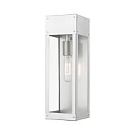 Barrett 1-Light Outdoor Wall Lantern in Painted Satin Nickel w with Brushed Nickel Candle